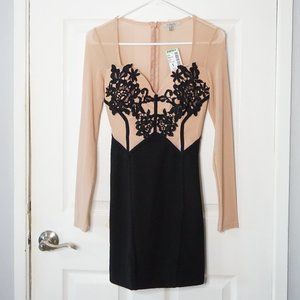2/$30 - NWT Papaya Nude and Black Lace Cocktail Dress